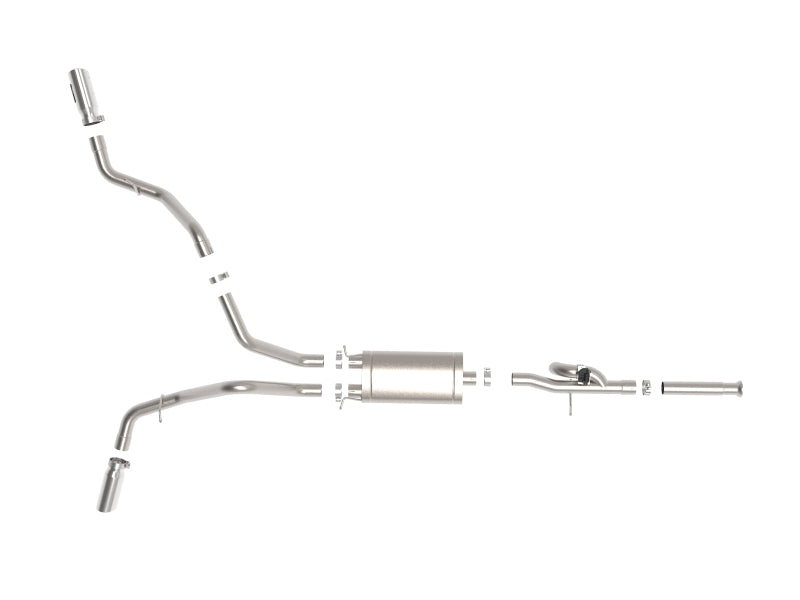 aFe Gemini XV Cat-Back Exhaust System GM Trucks 09-18 V6-4.3/V8-4.8/5.3L- Cut-Out Polished Catback aFe