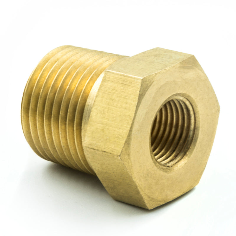Autometer Brass Adapter Fitting - 3/8in NPT Male - 1/8in NPT Female Gauges AutoMeter