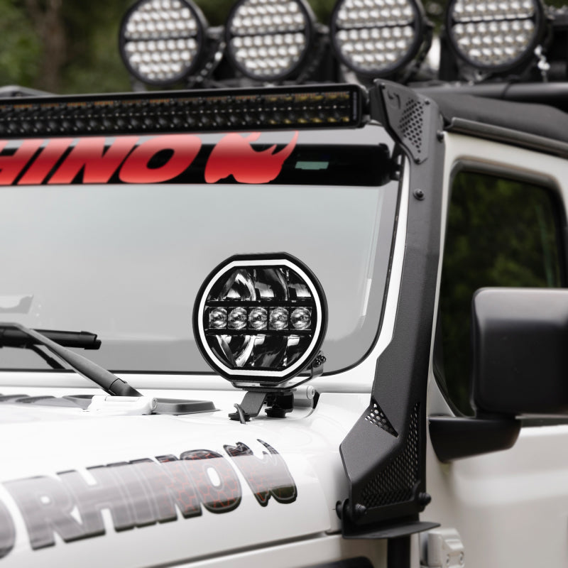 Go Rhino Xplor Blackout Series Maxline LED Hi/Low Beam w/Multi DRL (Surface Mount) 7in. - Blk Light Bars & Cubes Go Rhino