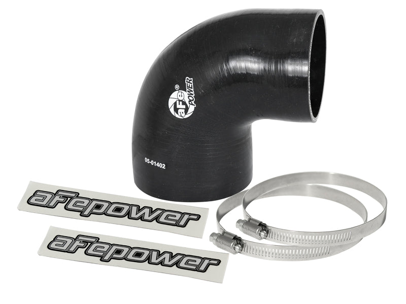 aFe Magnum FORCE Intake Coupling Kit (4 IN ID to 3-3/8 IN ID x 90 Deg.) Elbow Coupler - Black Air Intake Components aFe