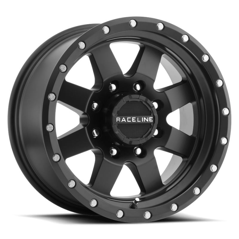 Raceline 935B Defender 17x9in / 5x139.7 BP / -12mm Offset / 107.95mm Bore - Satin Black Wheel Wheels - Cast Raceline