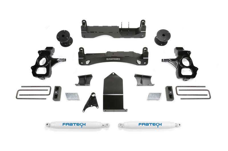 Fabtech 14-18 GM C/K1500 P/U w/oE Alm Or Stmp Stl UCA 4in Basic Sys w/Perf Shks Lift Kits Fabtech