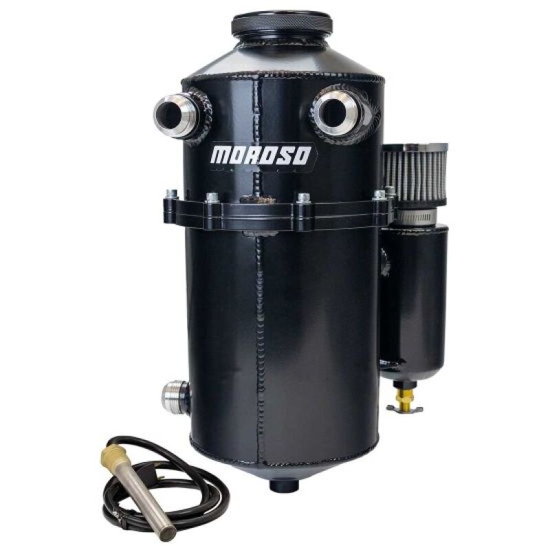 Moroso 2 Piece 16.5in Tall 60/40 Split Dual Inlet 7.5qt Dry Sump Tank - Black Dry Sump Oil Tanks Moroso