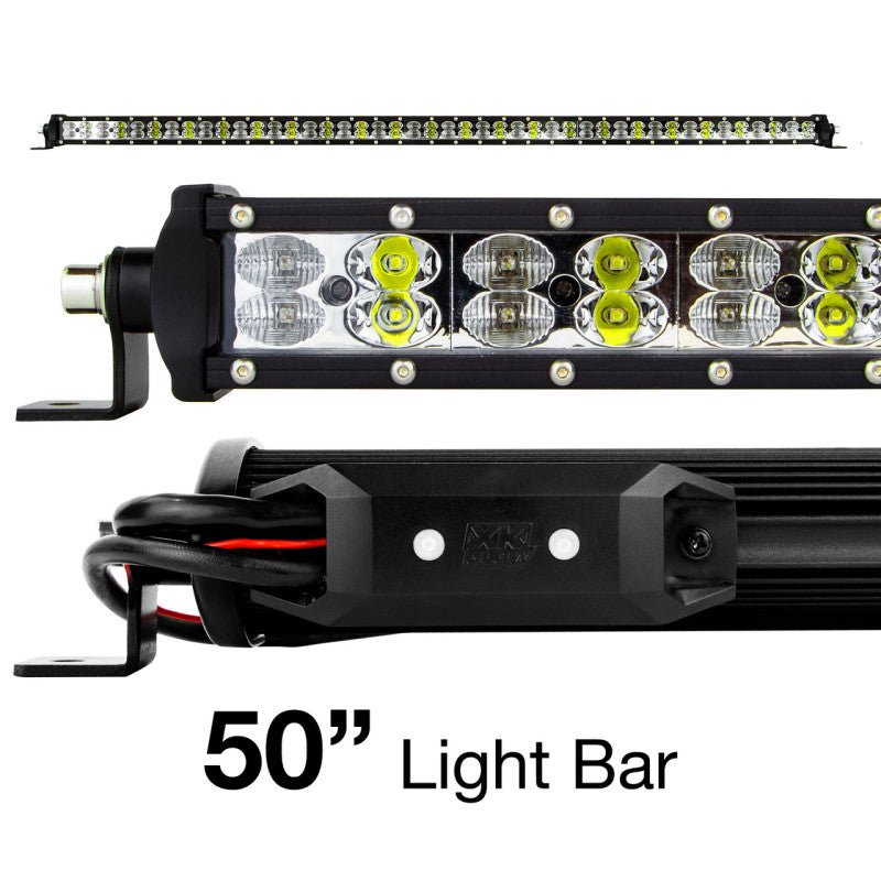 XK Glow RGBW Light Bar High Power Offroad Work/Hunting Light w/ Bluetooth Controller 50In Light Accessories and Wiring XKGLOW