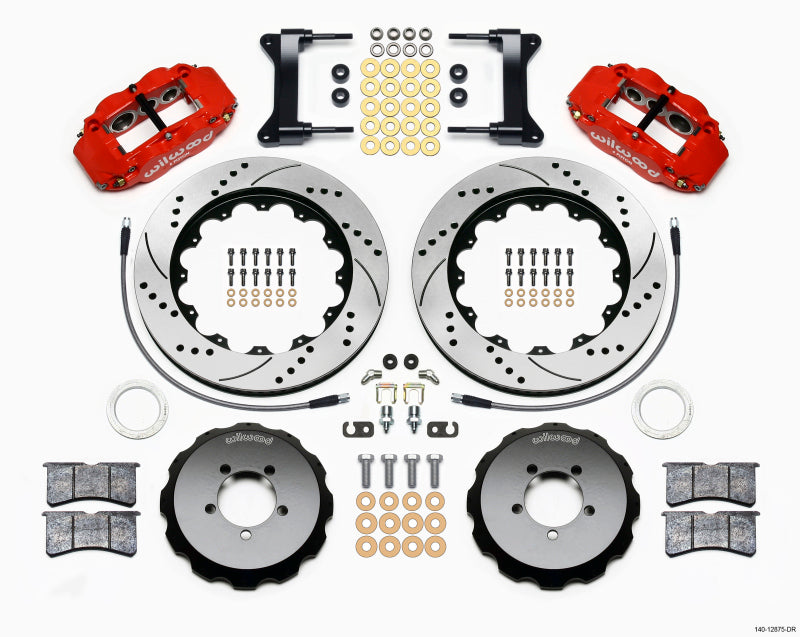Wilwood Narrow Superlite 6R Front Hat Kit 14.00in Drilled Red 1999-2012 Subaru WRX w/Lines Big Brake Kits Wilwood