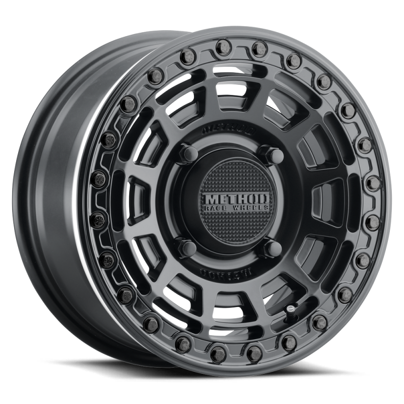 Method MR415 Beadlock 15x10 / 6+4/25mm Offset / 4x136 / 106 CB Matte Black Wheel - Gloss Black Ring Wheels - Cast Method Wheels