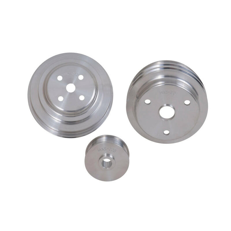 BBK 85-97 GM Truck 305 350 Underdrive Pulley Kit - Lightweight CNC Billet Aluminum (3pc) Pulleys - Crank, Underdrive BBK