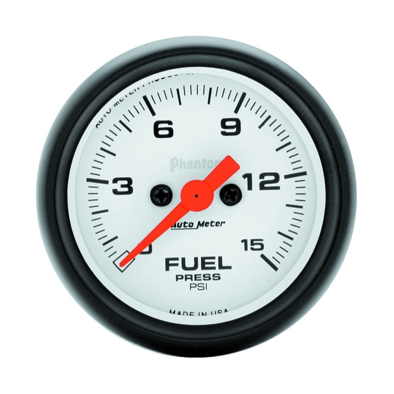 Autometer Phantom Fuel Pressure gauge 52mm 0-15 PSI Full Sweep Elec w/o peak & Valley Gauges AutoMeter