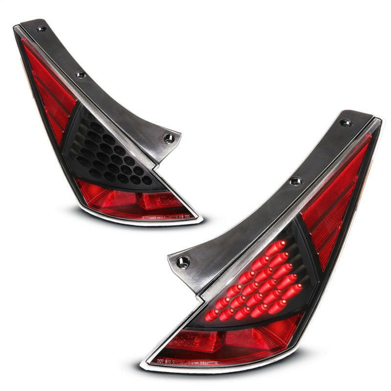 ANZO 2003-2005 Nissan 350Z LED Taillights Black Tail Lights ANZO