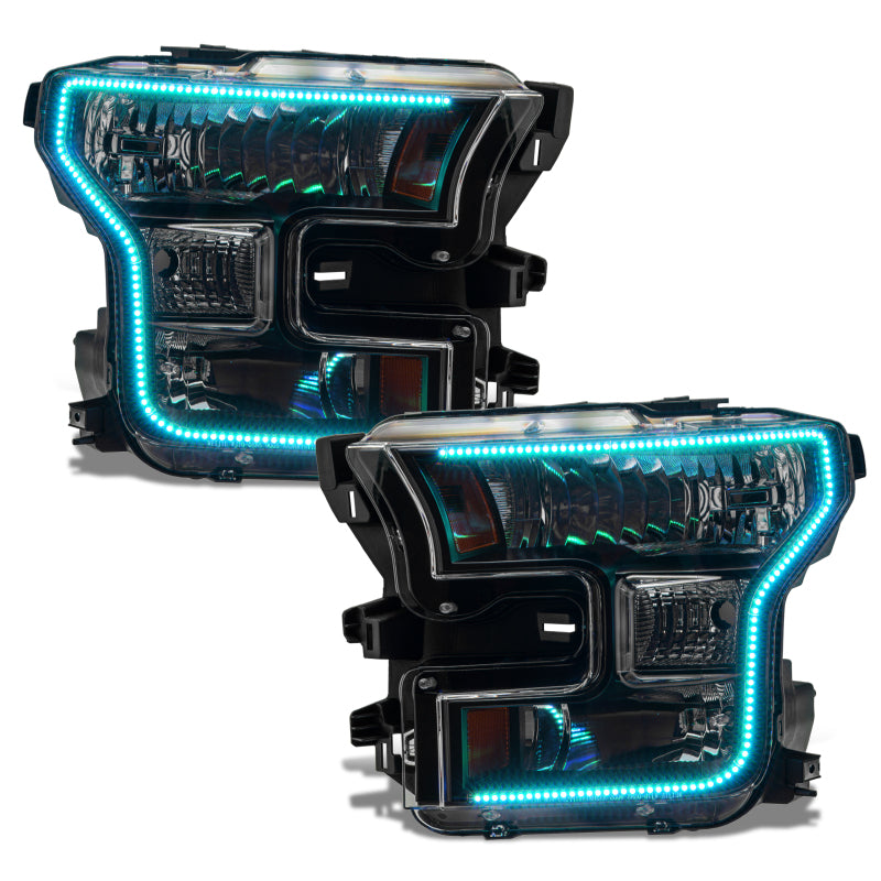 Oracle 15-17 Ford F-150 Dynamic RGB+A Pre-Assembled Headlights Halogen - Blk Edition - Headlights ORACLE Lighting