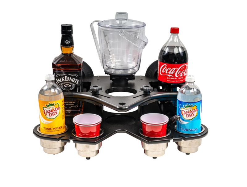 SeaSucker Double Decker Party Barge Portable Bar - Black Cup Holders SeaSucker