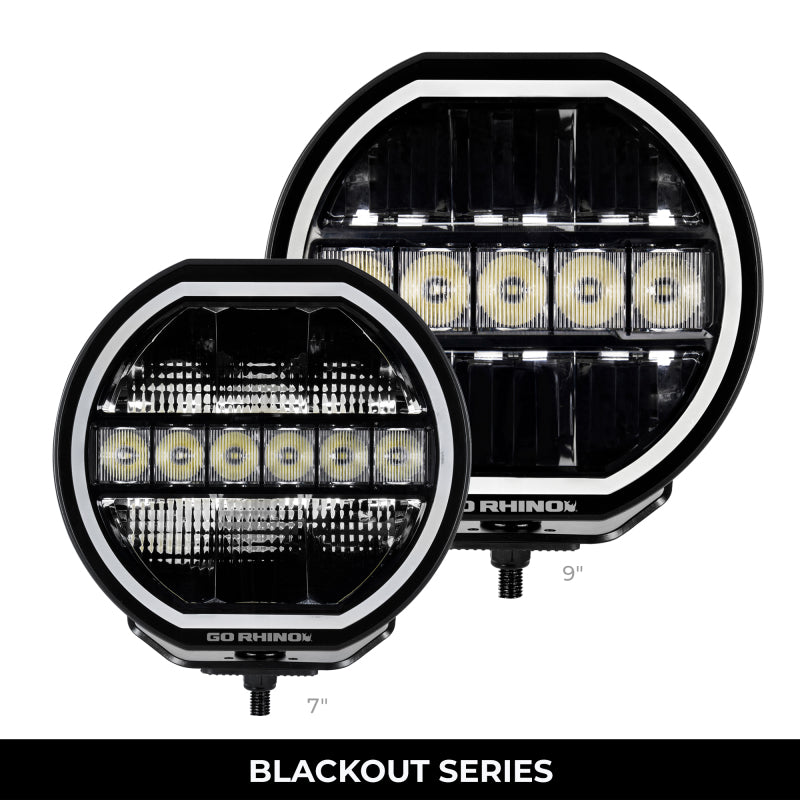 Go Rhino Xplor Blackout Series Maxline LED Hi/Low Beam w/Multi DRL (Surface Mount) 7in. - Blk Light Bars & Cubes Go Rhino