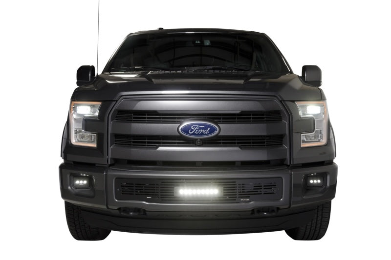 Putco 15-17 Ford F-150 - SS Black Bar Design w/10in Luminix Light Bar Bumper Grille Inserts Grilles Putco
