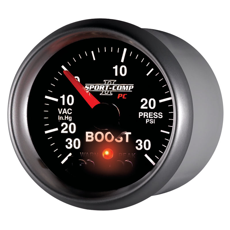 Autometer Sport-Comp II 52mm 30 IN HG / 30 PSI Electronic Boost/Vacuum Gauge Gauges AutoMeter
