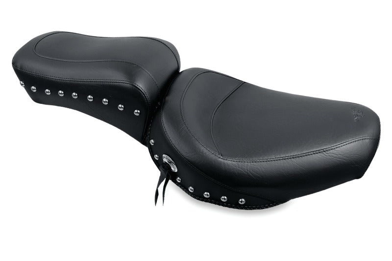 Mustang 58-84 Harley FX/FL Standard Touring 1PC Seat w/Studs - Black One-Piece Motorcycle Seats Mustang Motorcycle