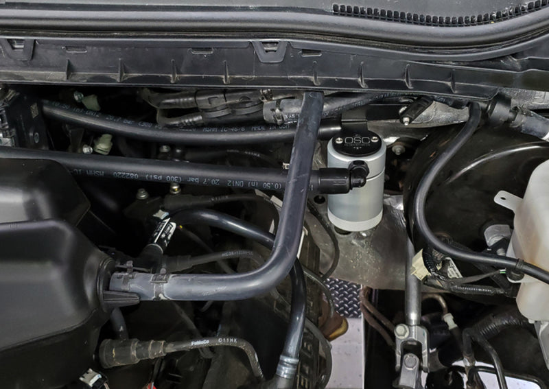 J&amp;L 17-22 Ford F-250 6.2L/7.3L Passenger Side Oil Separator 3.0 - Clear Anodized Oil Separators J&L