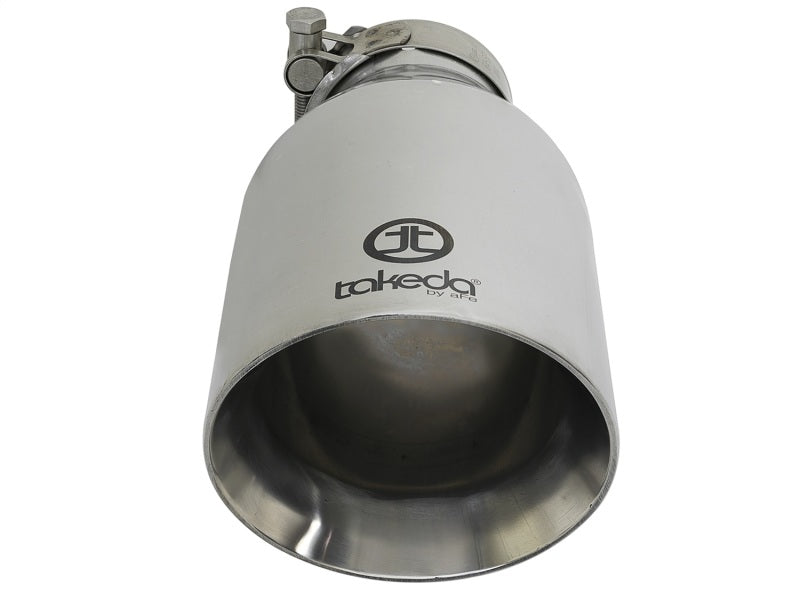 aFe Takeda 304 Stainless Steel Clamp-On Exhaust Tip 2.5in. Inlet / 4.5in. Outlet / 9in. L - Polished Tips aFe