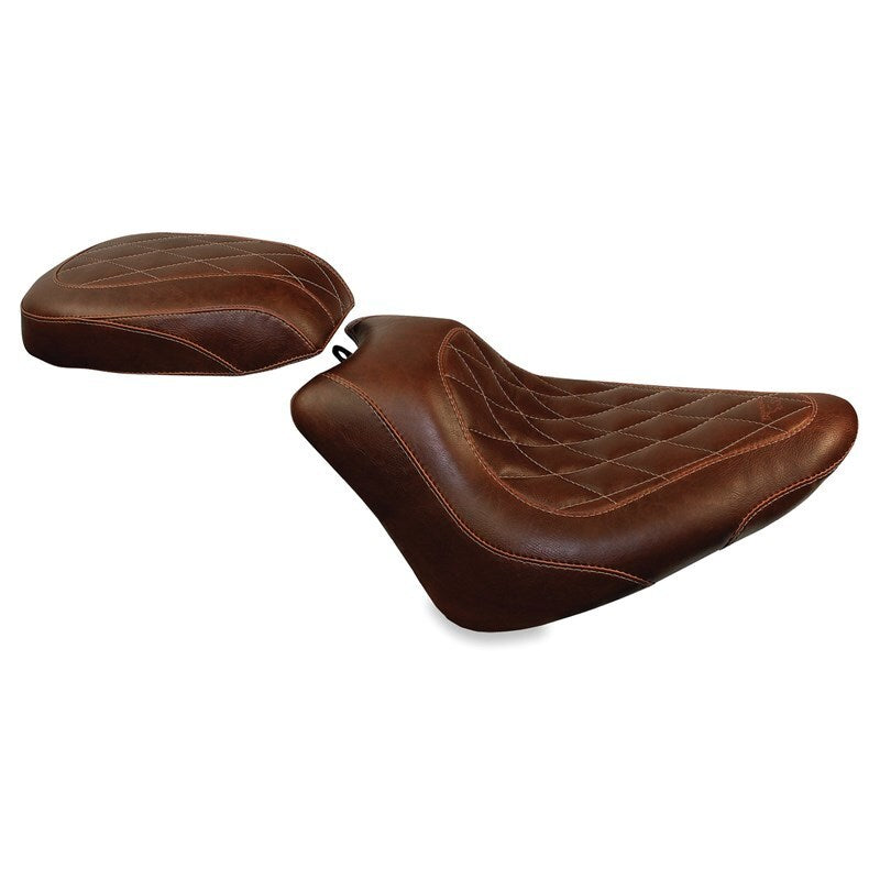 Mustang 11-13 Harley Blackline, 12-17 Slim/Slim S Tripper Solo Seat Diam Stitch - Distressed Brown Solo Motorcycle Seats Mustang Motorcycle