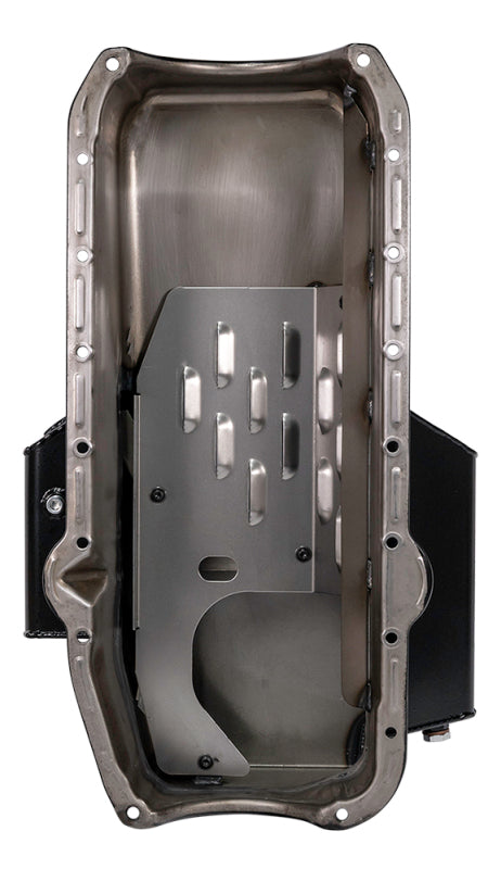 Moroso Pre-80 Chevrolet SBC (w/2 Pc Seal & Low Clearance) Wet Sump 7qt 7in Steel Oil Pan - Black Oil Pans Moroso