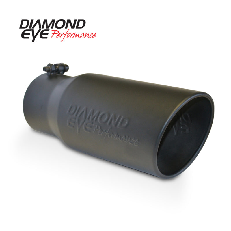Diamond Eye TIP 5in-6inX12in BOLT-ON ROLLED ANGLE 15 ANGLE CUT DIAMOND EYE BLACK POWDERCOAT Tips Diamond Eye Performance