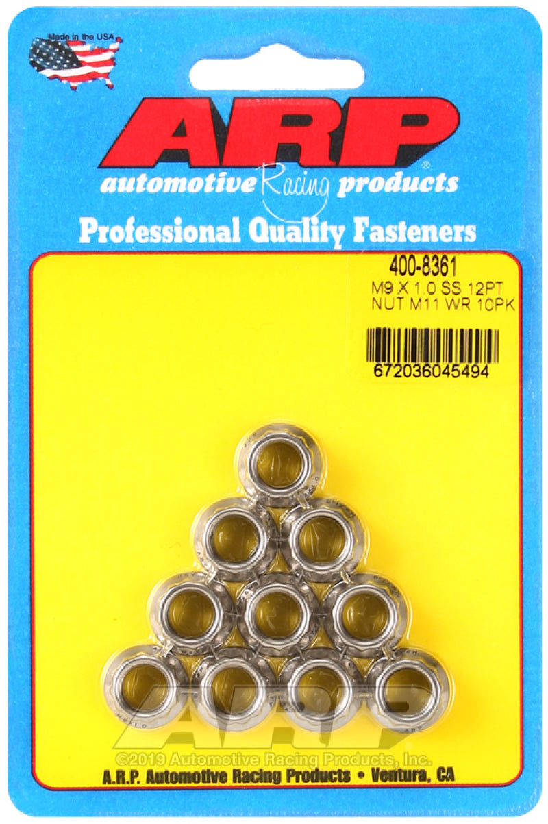 ARP M9 x 1.00 (M11 WR) SS 12pt Nut Kit (Set of 10) Hardware Kits - Other ARP