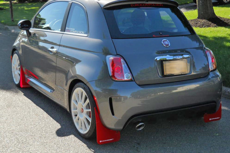 Rally Armor 12-18 Fiat 500 Red Mud Flap w/White Logo Mud Flaps Rally Armor
