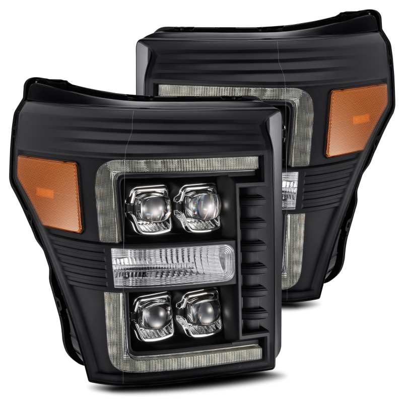 AlphaRex 11-16 Ford F-350 SD NOVA LED Projector Headlights Plank Style Blk w/Activ Light/Seq Signal Headlights AlphaRex