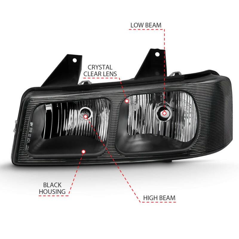 ANZO 2003-2017 Chevy Express Crystal Headlight Black Headlights ANZO
