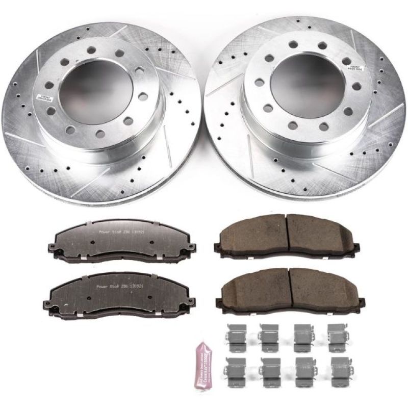 Power Stop 2016 Ford F-350 Super Duty Front Z36 Truck & Tow Brake Kit Brake Rotors - Slot & Drilled PowerStop