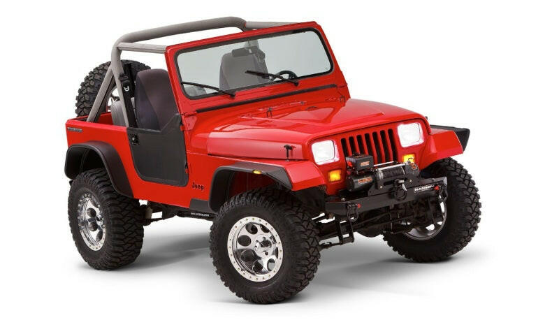 Bushwacker 87-95 Jeep Wrangler Flat Style Flares 4pc Excludes Renegade - Black Fender Flares Bushwacker