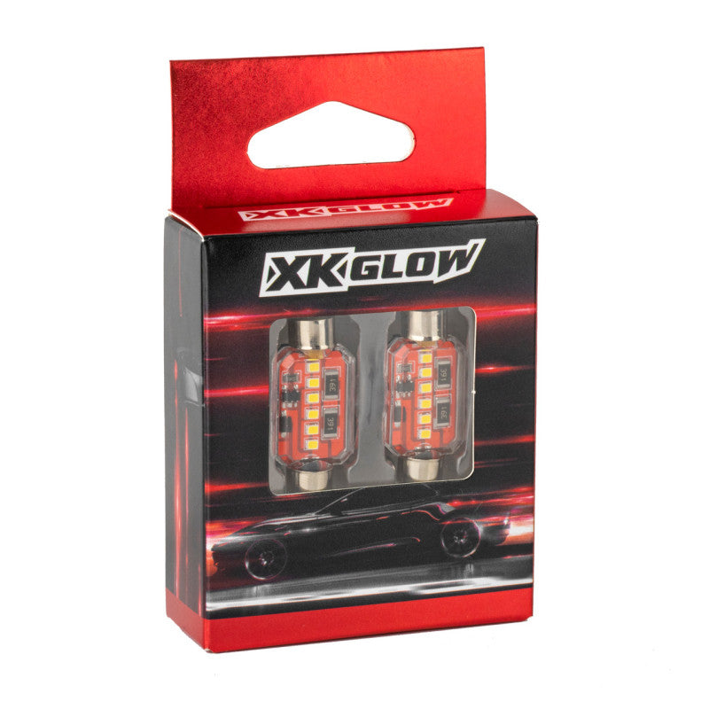 XK Glow White Festoon Error Free Ultra Bright LED Bulbs w/ Built-in Canbus 2pc 36mm Bulbs XKGLOW