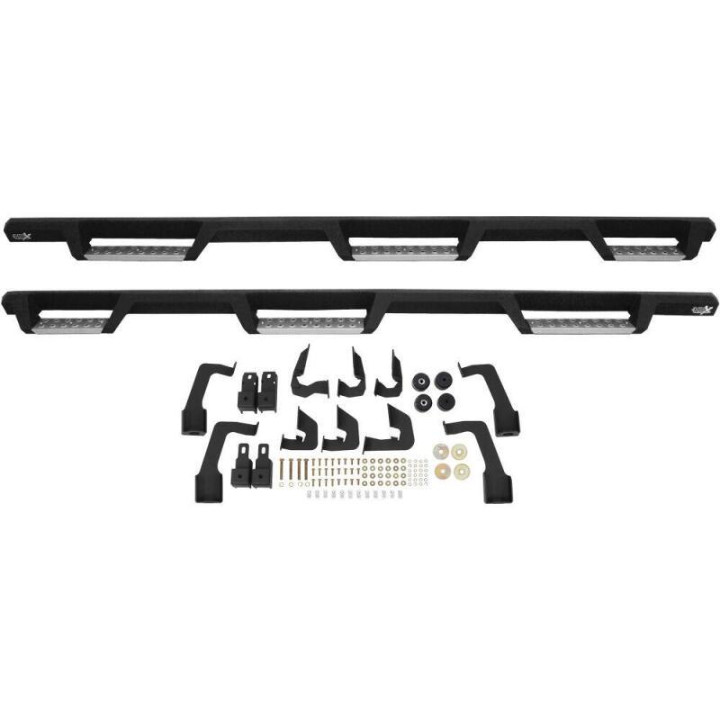 Westin 14-18 Chevrolet Silverado 1500 DC 6.5ft Bed HDX Stainless Drop W2W Nerf Step Bars - Tex. Blk Nerf Bars Westin