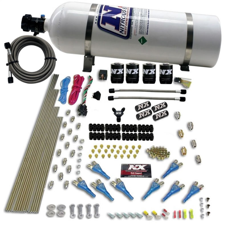 Nitrous Express 8 Cyl Shark Direct Port 4 Solenoids Nitrous Kit (200-600HP) w/15lb Bottle Nitrous Systems Nitrous Express