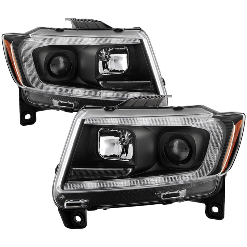 Spyder 11-13 Jeep Grand Cherokee (Xenon/HID Model Only) Light Bar Projector Headlights - Black Headlights SPYDER