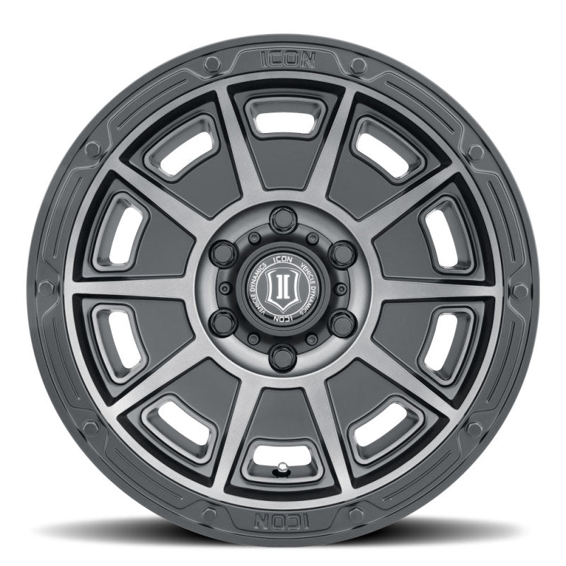 ICON Victory 17x8.5 6x5.5 0mm Offset 4.75in BS Smoked Satin Black Tint Wheel Wheels - Cast ICON