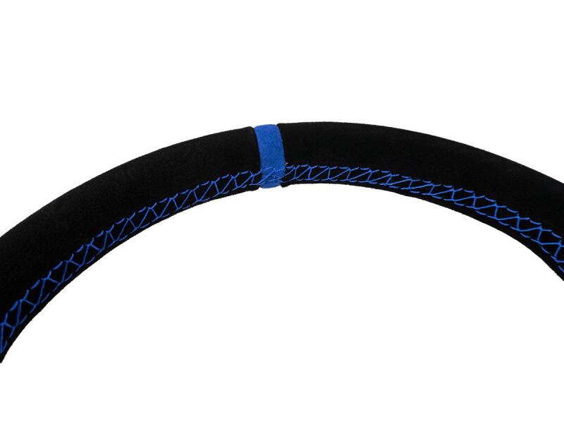 PRP Comp-R D-Shape Suede Steering Wheel - Blue Steering Wheels PRP Seats