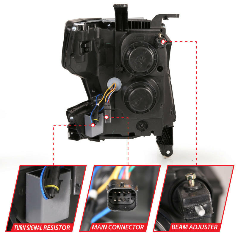 ANZO 15-20 Chevy Tahoe/Suburban LED Light Bar Style Headlights Black w/Sequential w/DRL w/Amber Headlights ANZO