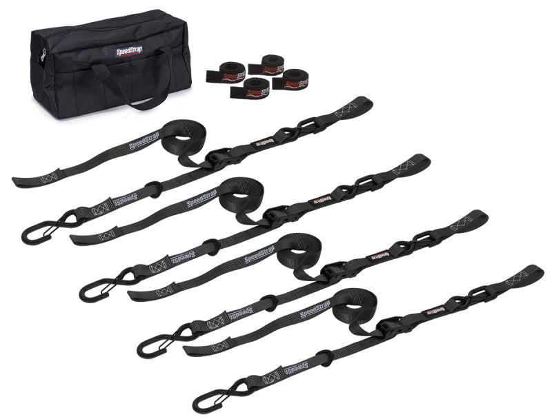 SpeedStrap 1In Motorcycle Tie-Down Kit - Black Cargo Tie-Downs SpeedStrap