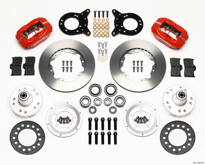 Wilwood Forged Dynalite Front Kit 11.00in Red 1970-1973 Mustang Disc & Drum Spindle Big Brake Kits Wilwood