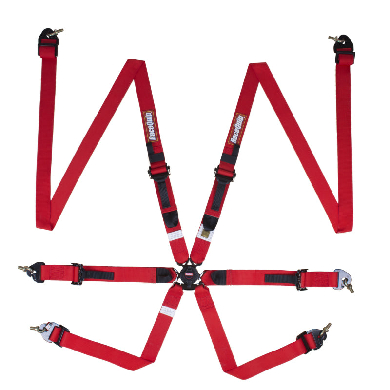 RaceQuip Red FIA CAMLOCK 6pt 2in Pull Up Lap FHR Seat Belts & Harnesses Racequip