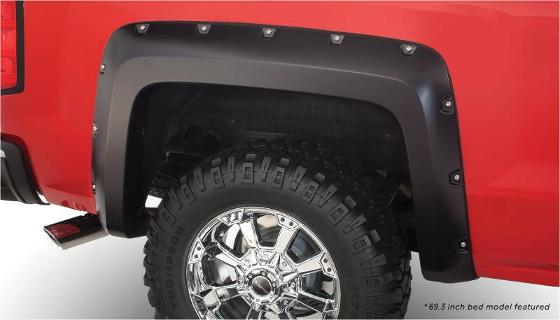 Bushwacker 15-18 Chevy Silverado 2500 HD Fleetside Pocket Style Flares 4pc 78.8/97.8in Bed - Black Fender Flares Bushwacker