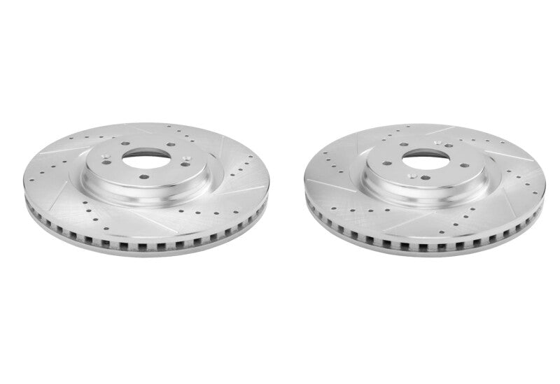 Power Stop 21-25 Hyundai Sonata Front Drilled & Slotted Rotor - Pair Brake Rotors - Slot & Drilled PowerStop