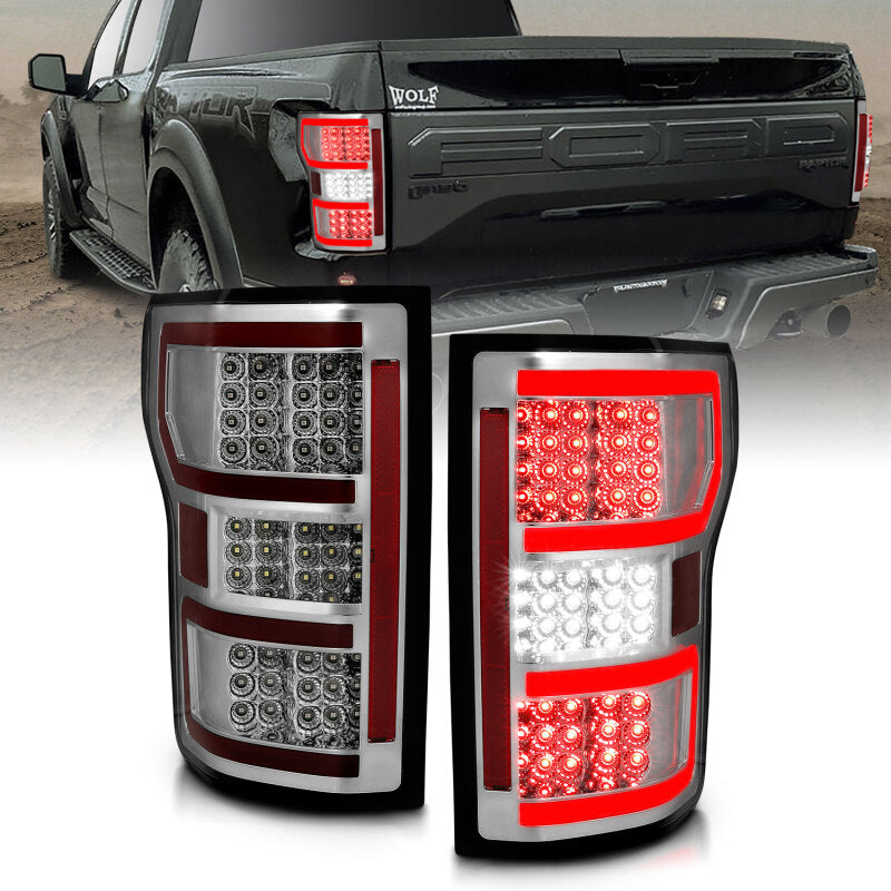 ANZO 18-19 Ford F-150 LED Taillights Chrome Tail Lights ANZO
