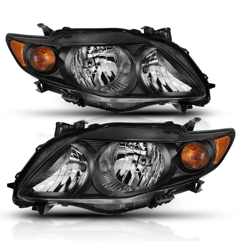 ANZO 2009-2010 Toyota Corolla Crystal Headlight Black Amber Headlights ANZO