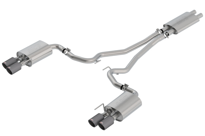 Borla 2018-2022 Ford Mustang GT Cat-Back Exhaust System Touring- Carbon Fiber Tips Axle Back Borla