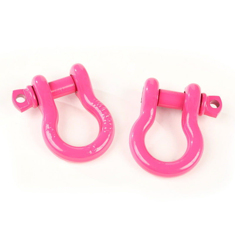 Rugged Ridge Pink 3/4in D-Ring Shackles Shackle Kits Rugged Ridge