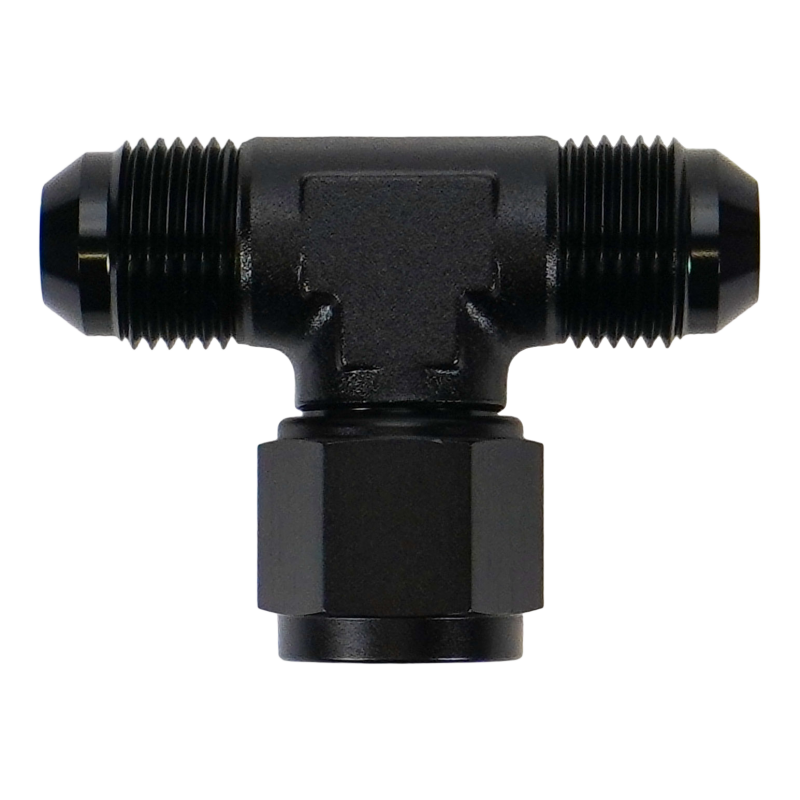 DeatschWerks 8AN Male Flare to Female Flare Swivel Tee on 90 Fittings DeatschWerks