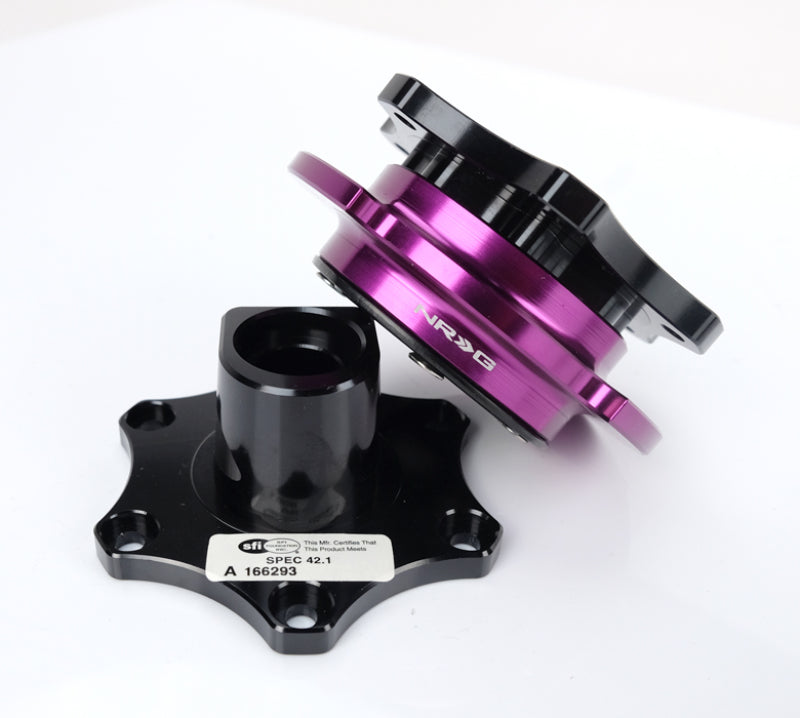 NRG Quick Release SFI SPEC 42.1 - Shiny Black Body / Shiny Purple Ring Quick Release Adapters NRG