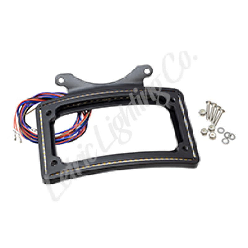Letric Lighting 10-13 Road Glide Perfect Plate Light Black Curved License Plate Frame License Frame Letric Lighting