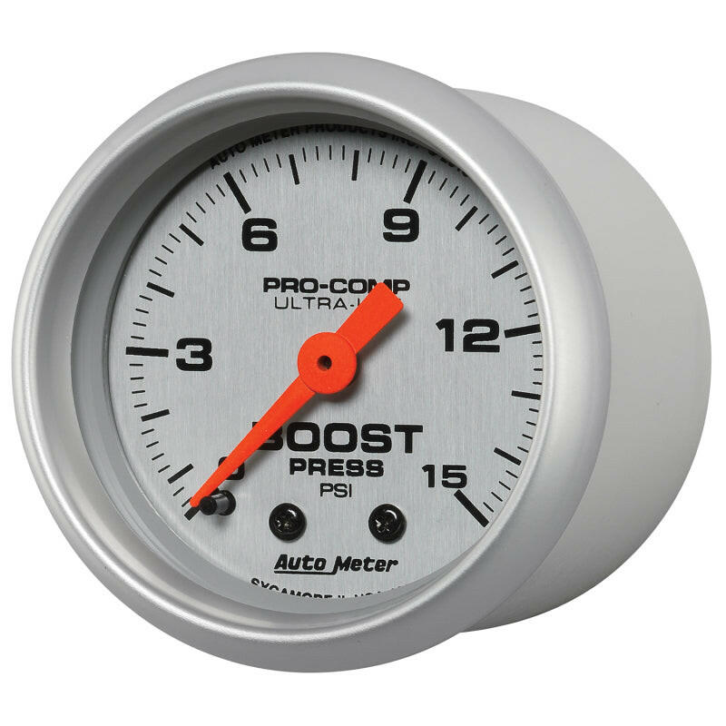 Autometer Ultra-Lite 52mm 0-15 PSI Mechanical Boost Gauge Gauges AutoMeter